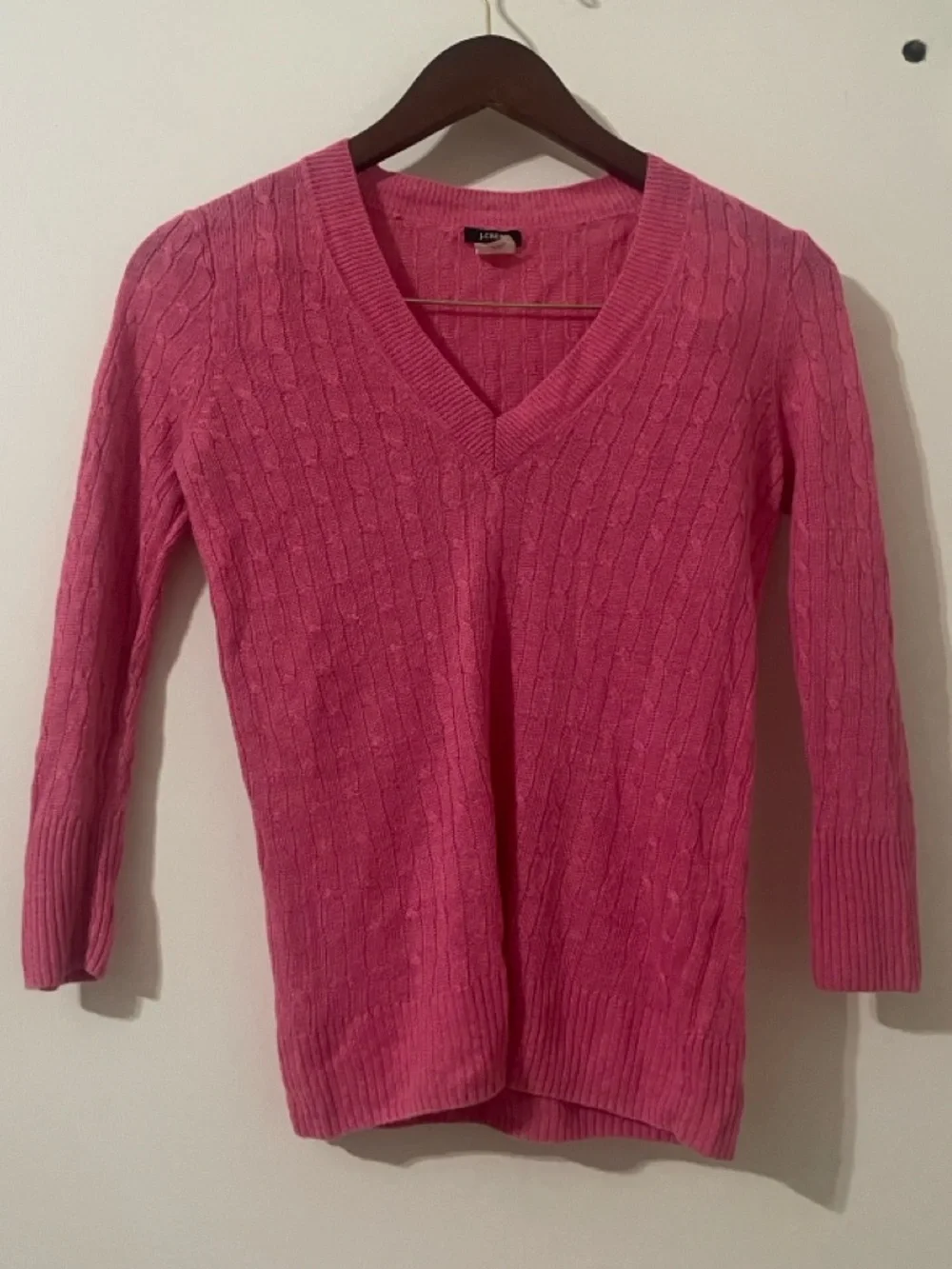 J.Crew Vintage 2008 Pink Linen Cable Knit Sweater - Size XS